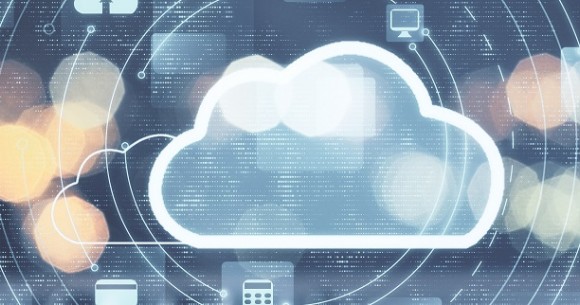 cloud graphic over laptop